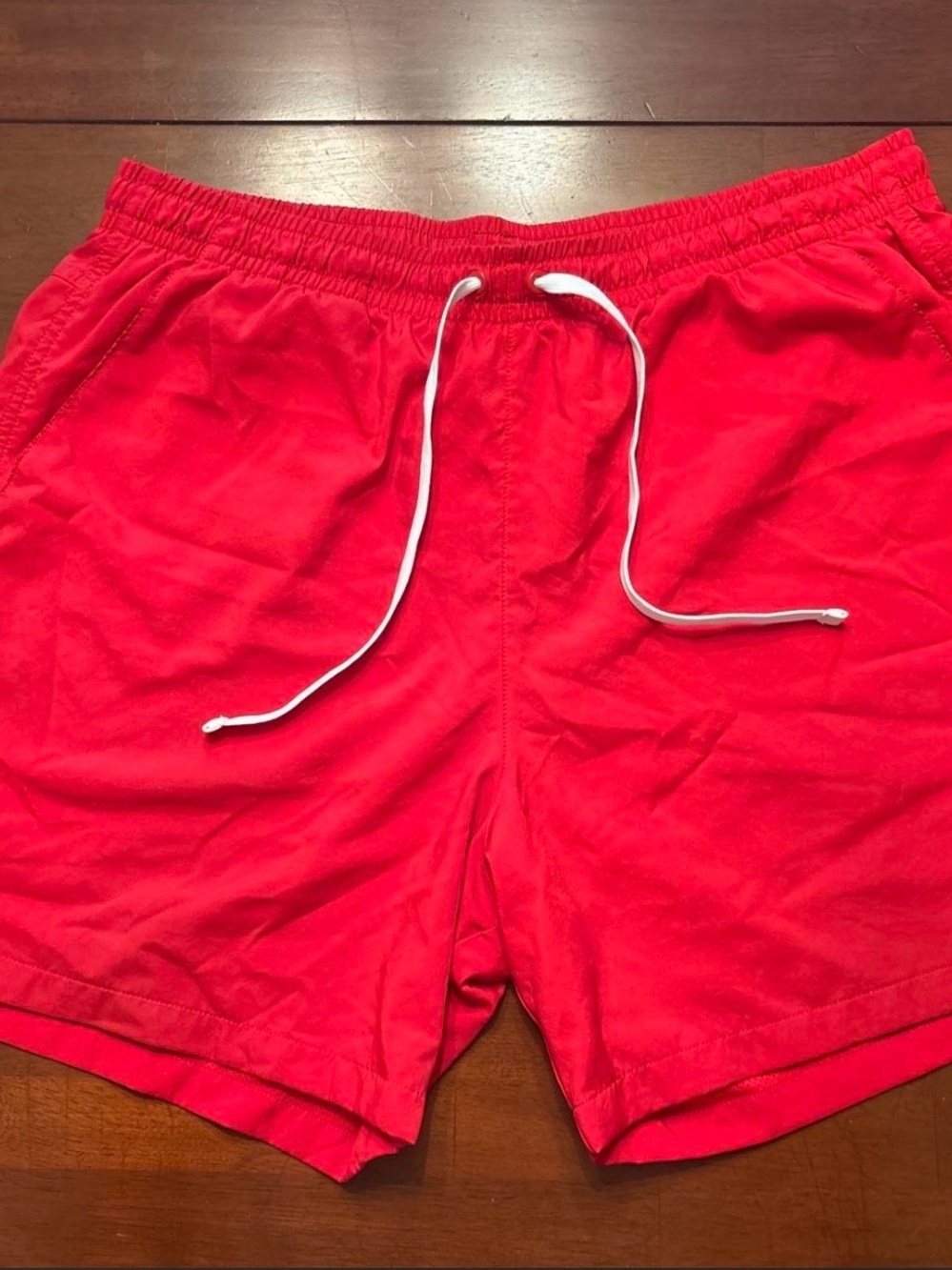 Nike Red Athletic Shorts with White Drawstring